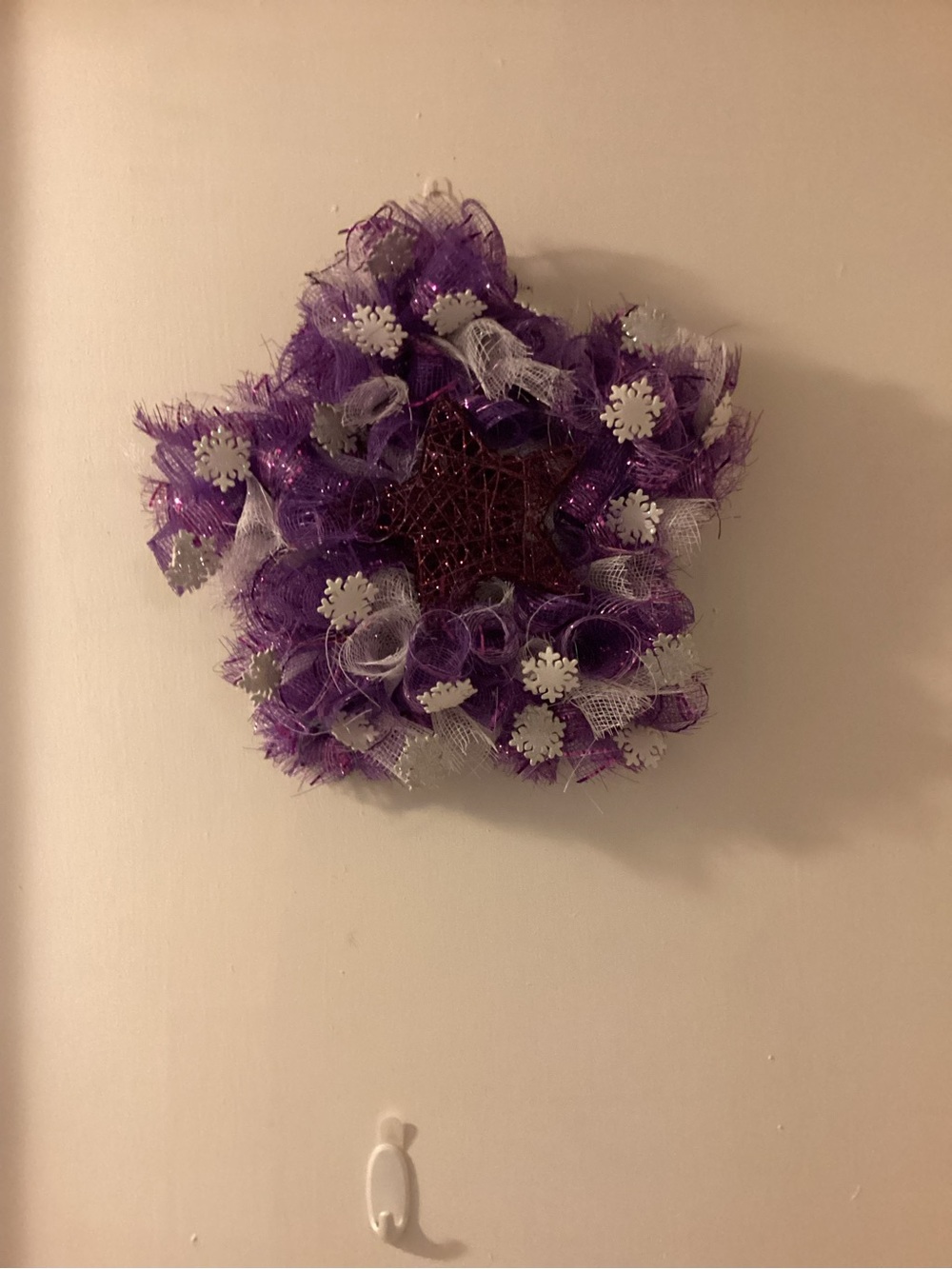 Purple star wreath with snowflakes, approximately 13 inches - Picture 2 of 2